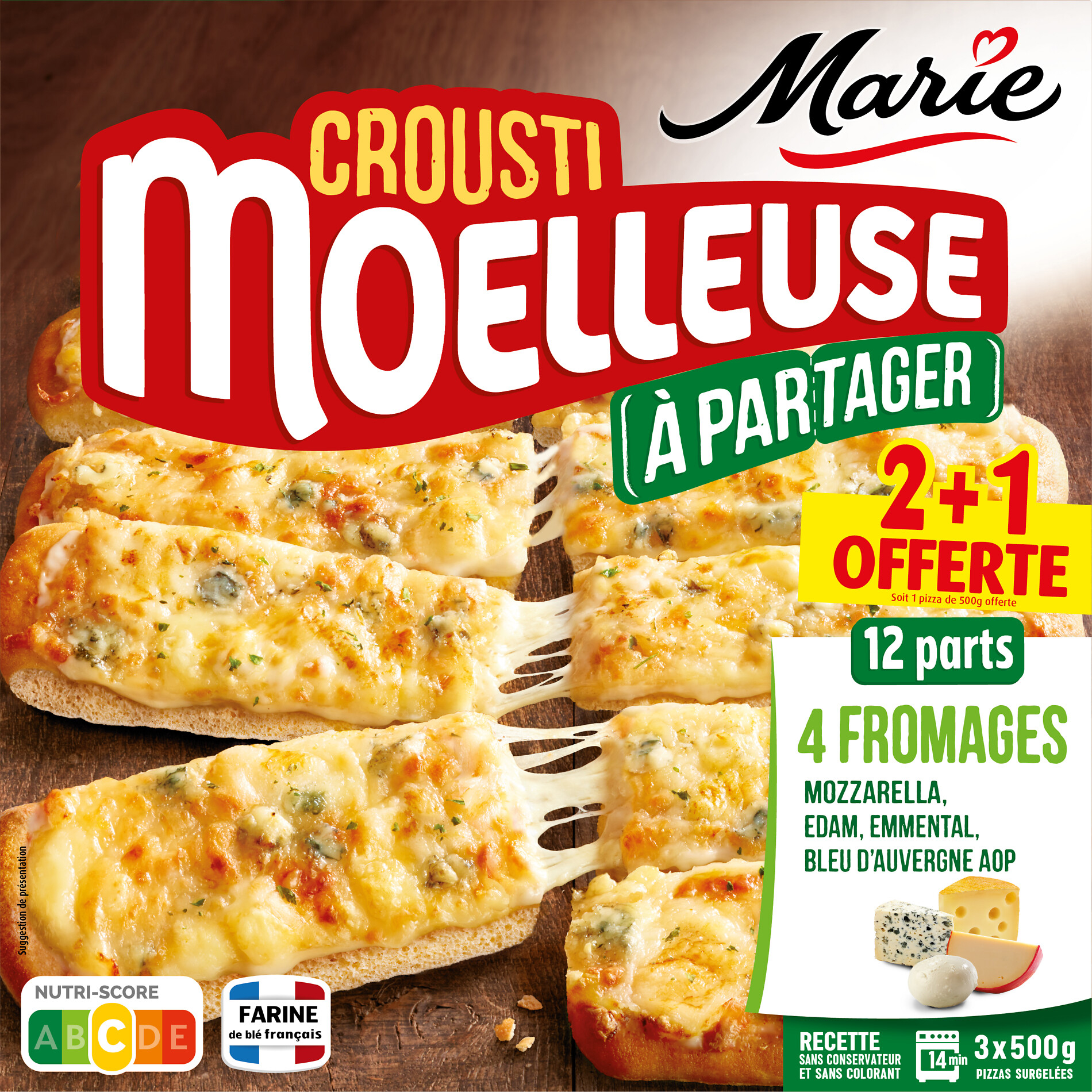 PIZZA CROUSTI MOELLEUSE SURGELÉE À PARTAGER