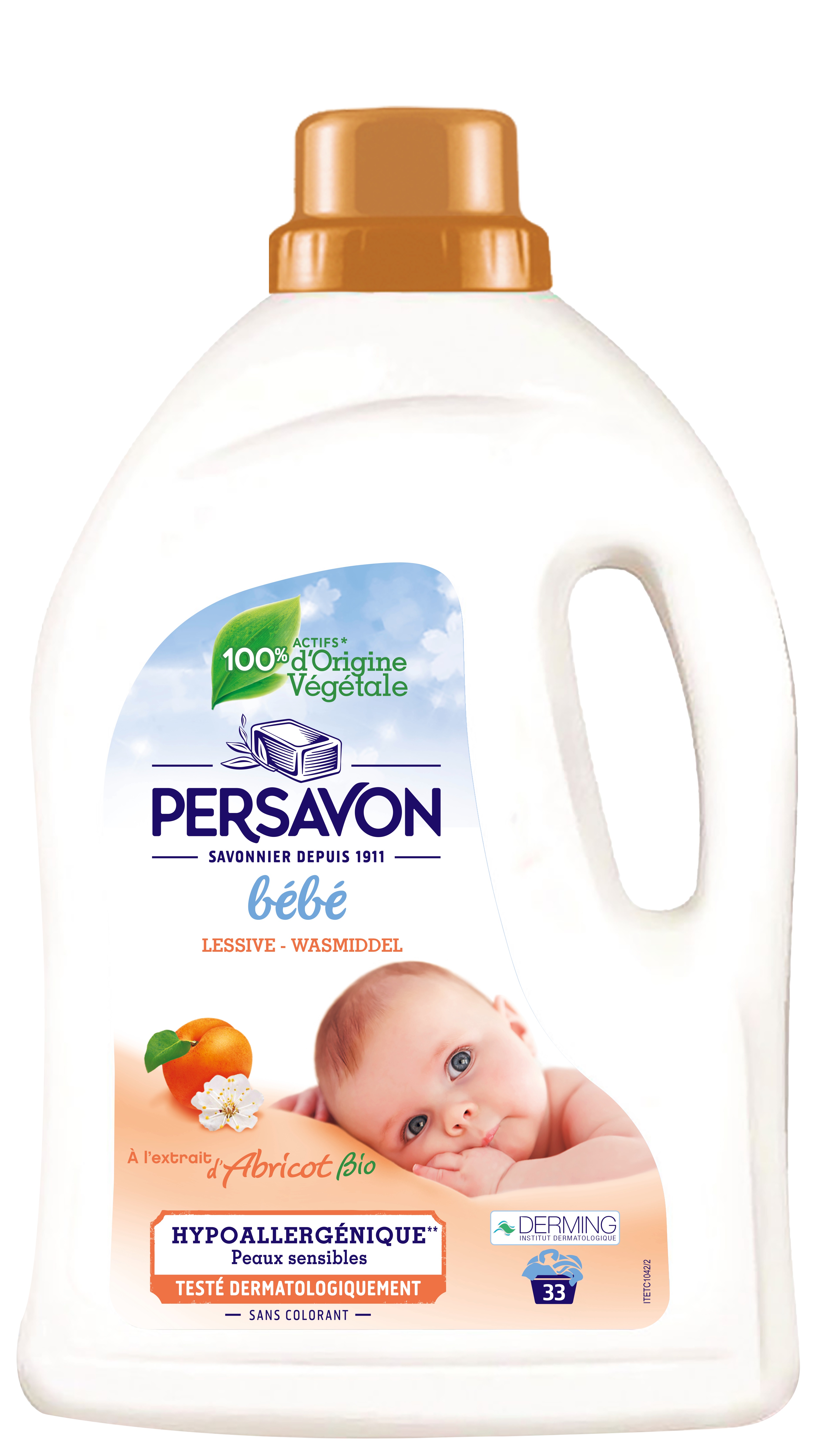  LESSIVE   BÉBÉ  HYPOALLERGÉNIQUE  À L’EXTRAIT D’ABRICOT  BIO OU À L’EXTRAIT  D’AMANDE DOUCE BIO