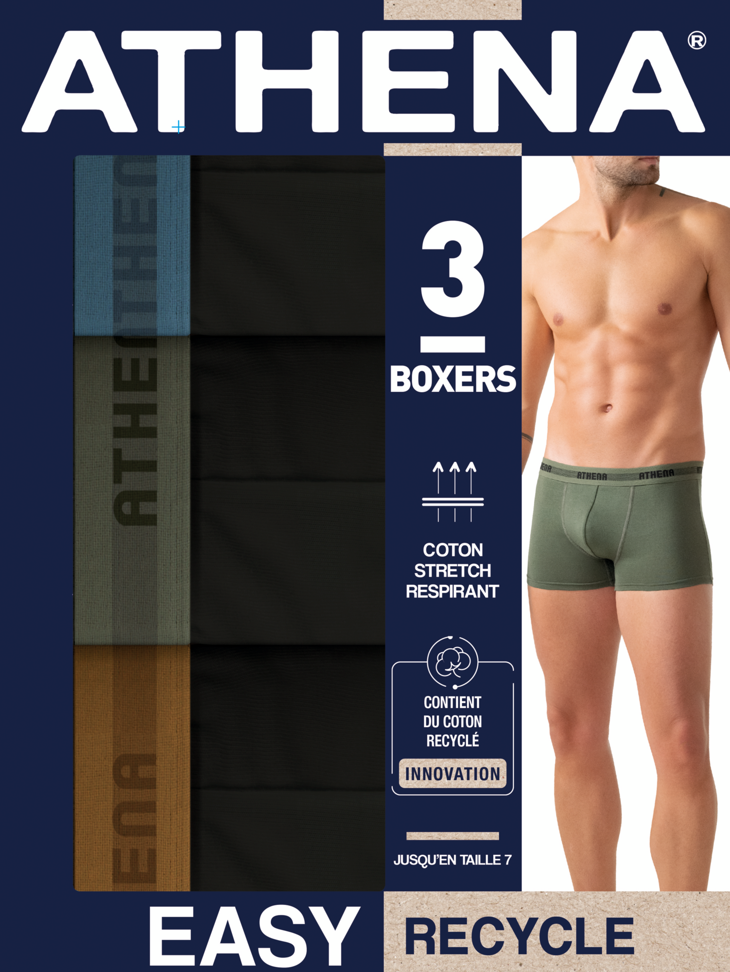LOT DE 3 BOXERS HOMME