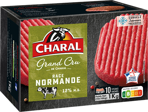 STEAKS HACHÉS LE GRAND CRU RACE NORMANDE 12% DE MAT.GR.
SURGELÉS