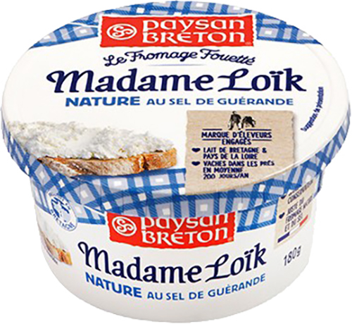 LE FROMAGE FOUETTÉ
MADAME LOÏk
NATURE AU SEL DE GUÉRANDE
24% Mat.Gr.