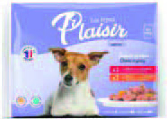 4 SACHETS FRAÎCHEUR D’ÉMINCÉS EN SAUCE 2 RECETTES POUR CHIEN ADULTE 