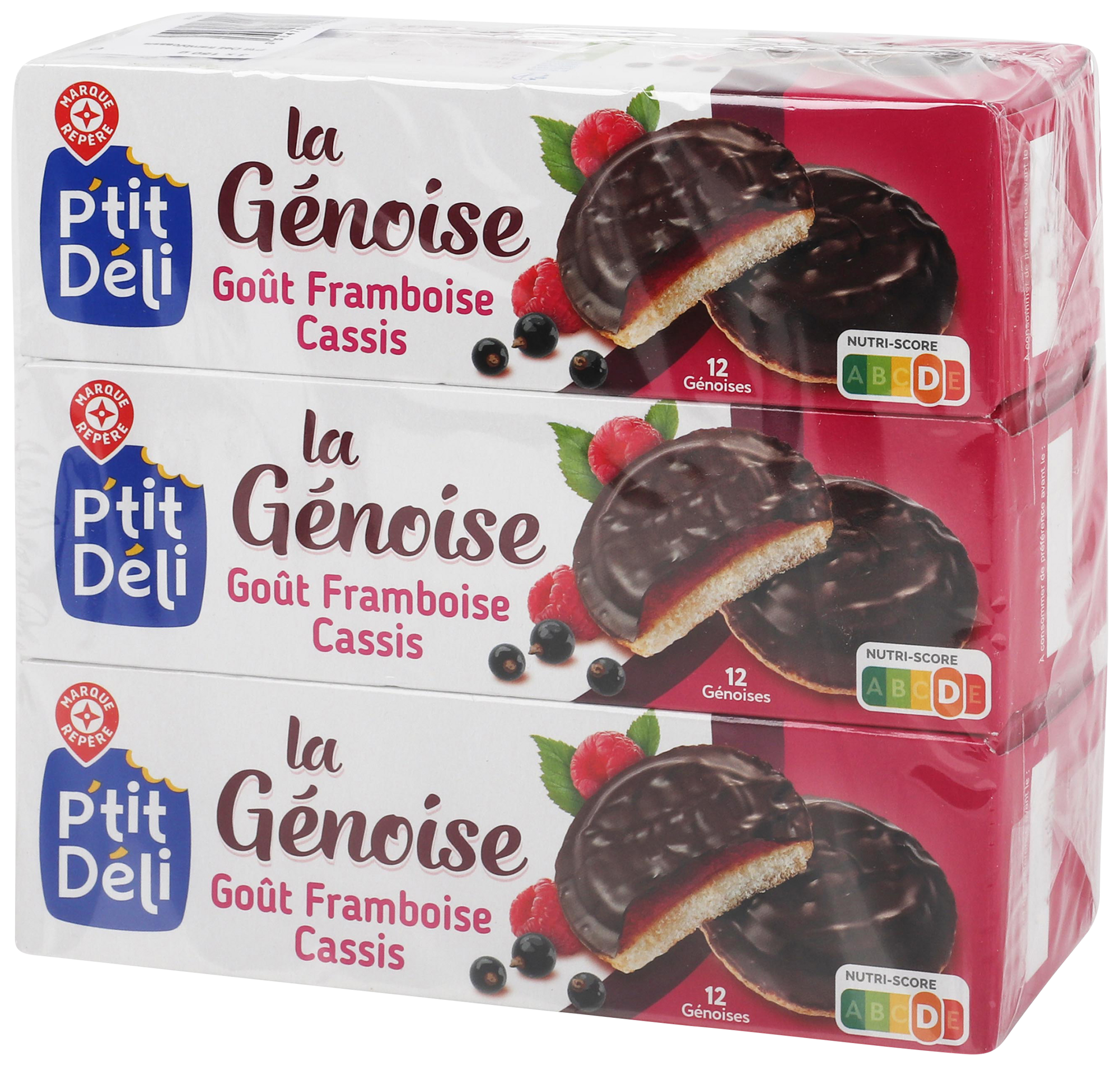 GÉNOISE GOÛT FRAMBOISE CASSIS LOT x3