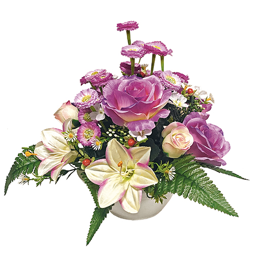 Coupe SUZY
                                (Roses, lys, paquerettes)