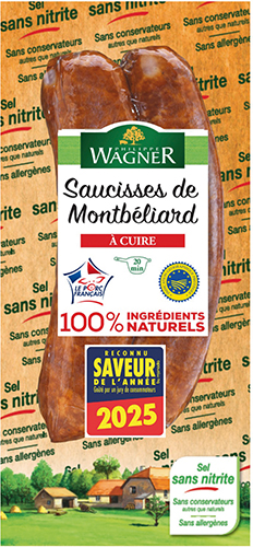 SAUCISSES DE MONTBÉLIARD À CUIRE IGP SEL SANS NITRITE
