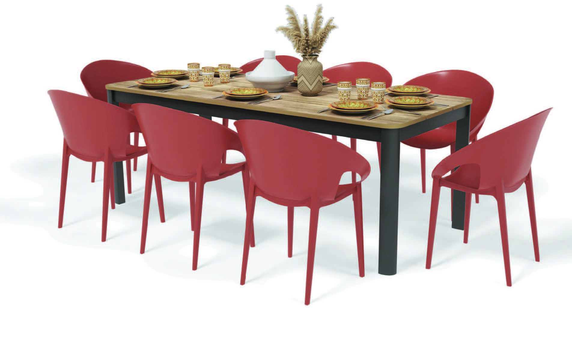 TABLE RECTANGULAIRE PLATEAU IMITATION BOIS