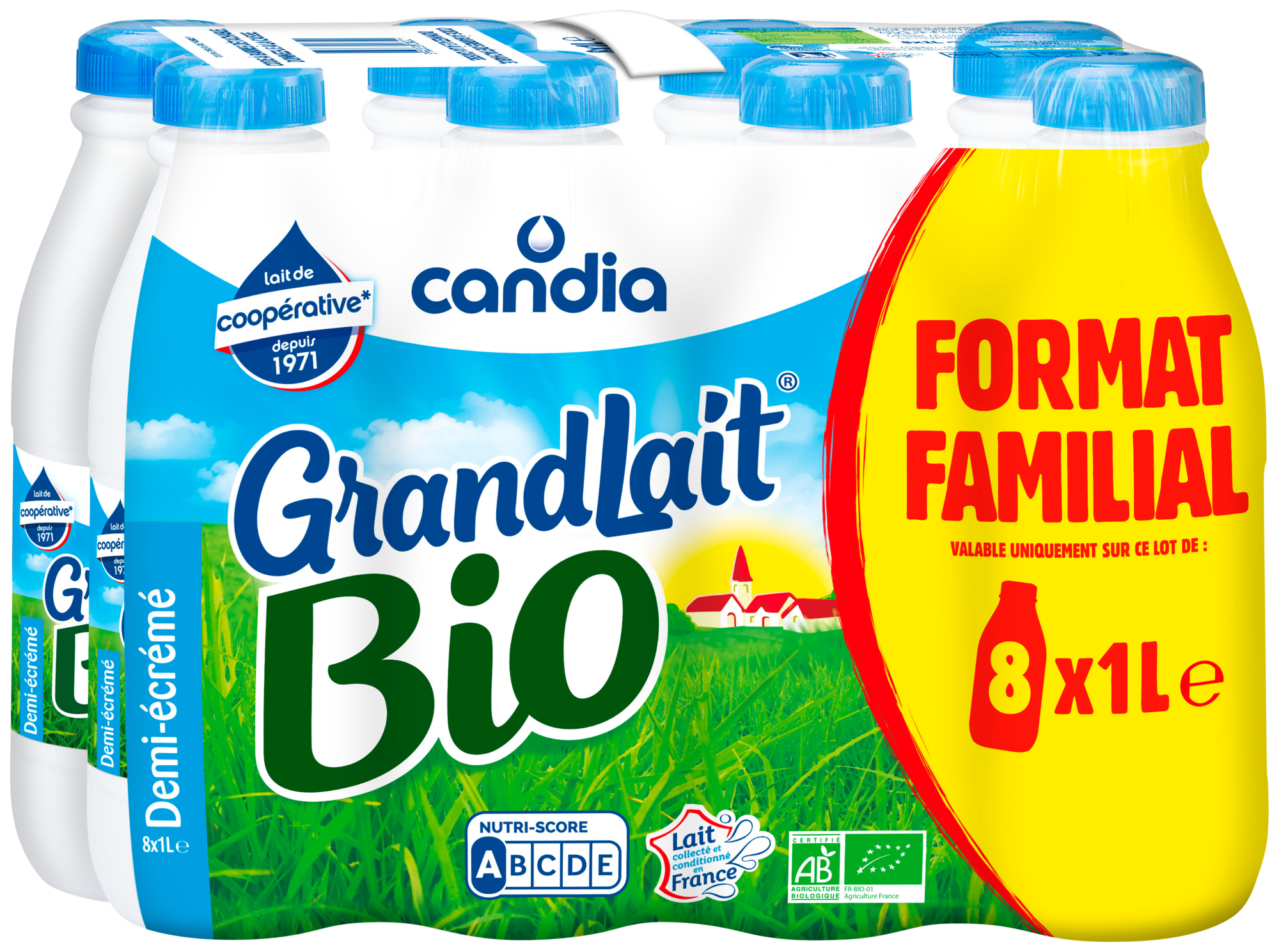 Grandlait bio Demi-écrémé format familial