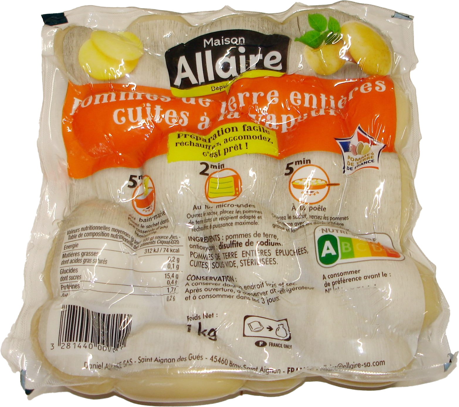 POMMES DE TERRE ENTIÈRES SOUS VIDES