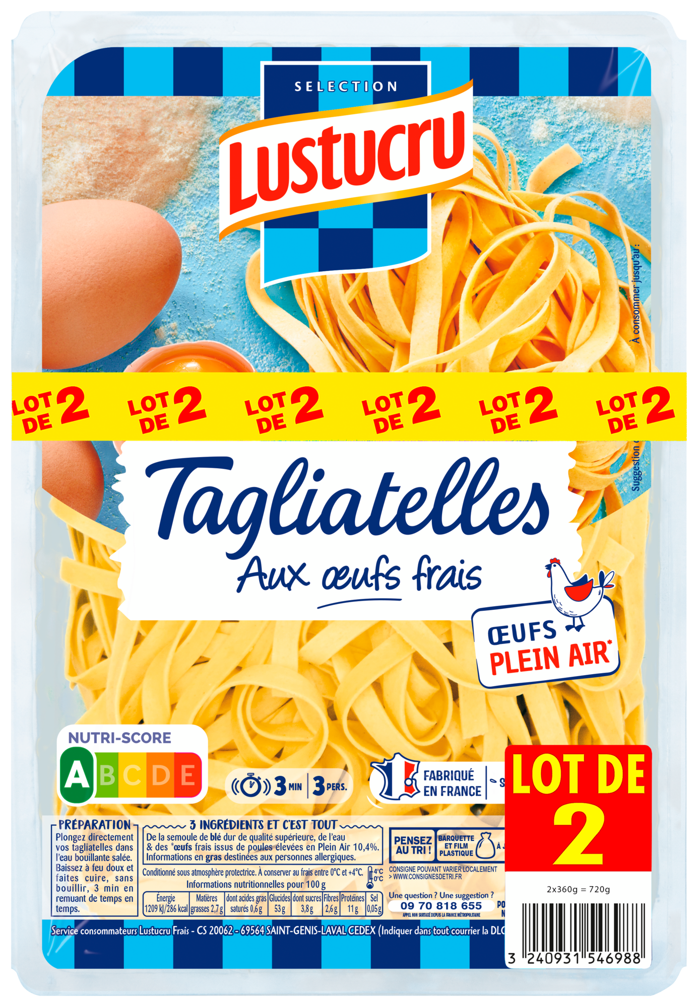 Le lot de 2 Tagliatelles aux œufs frais