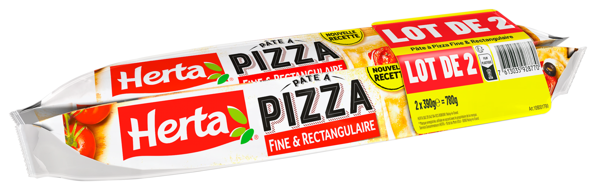 Lot de 2 Pâtes à pizza fines & rectangulaires