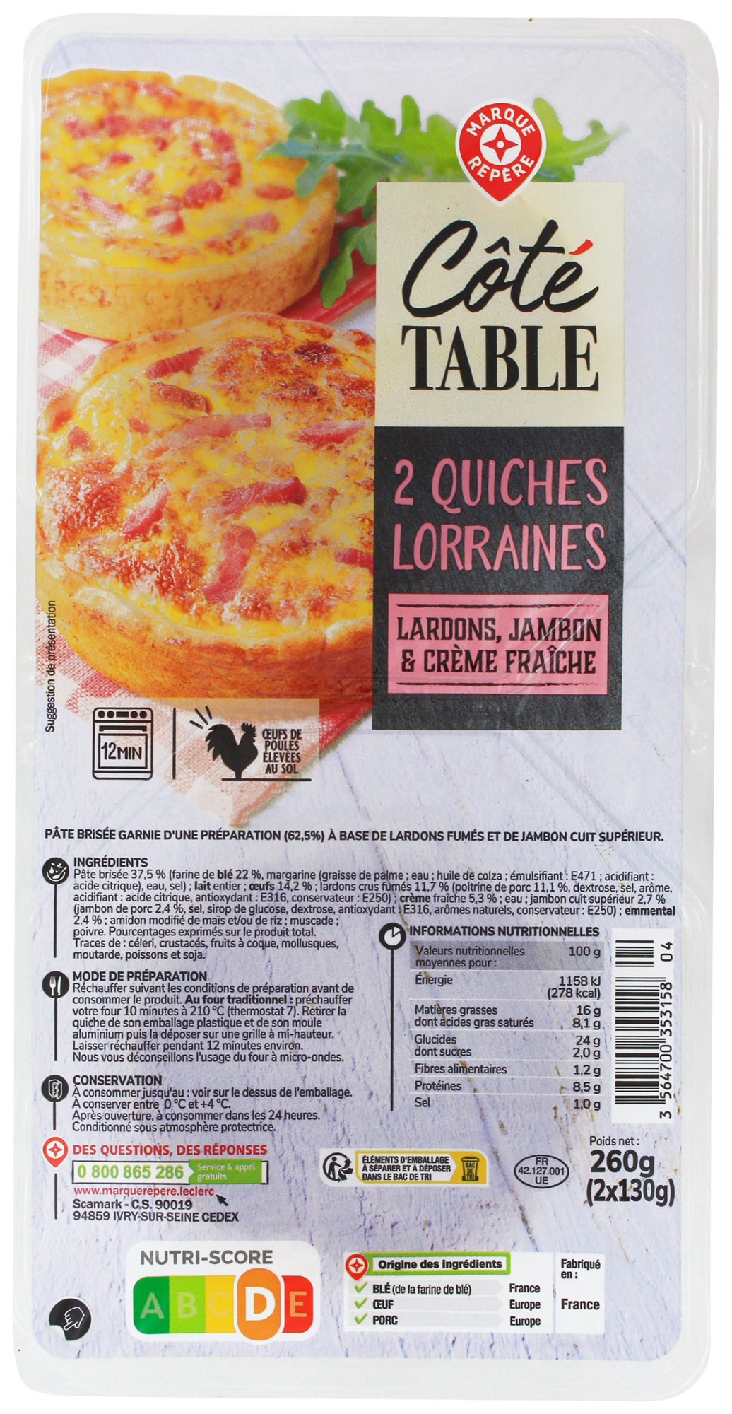 2 QUICHES LORRAINES