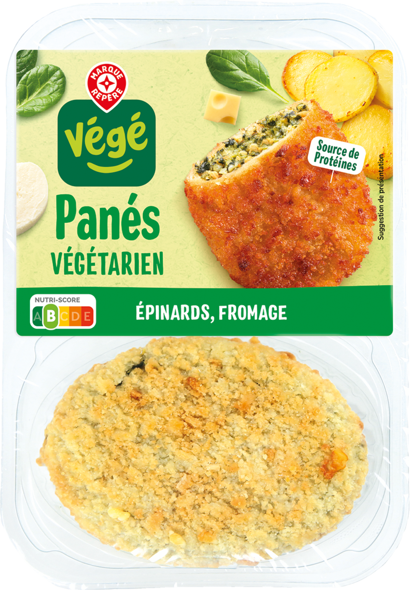 PANÉS VÉGÉTARIEN ÉPINARDS FROMAGE
"Végé" ou "Nat&Vie"**