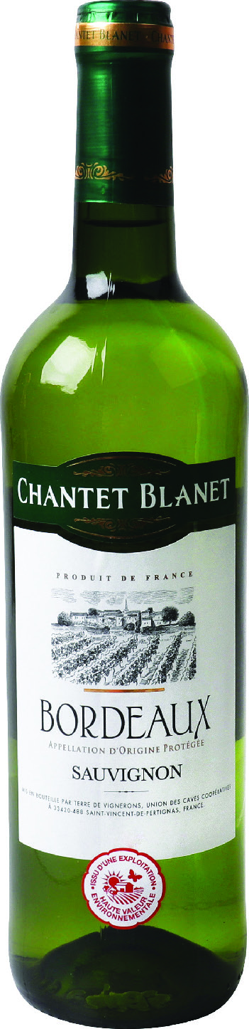 A.O.P(1) BORDEAUX(2) CHANTET BLANET SAUVIGNON