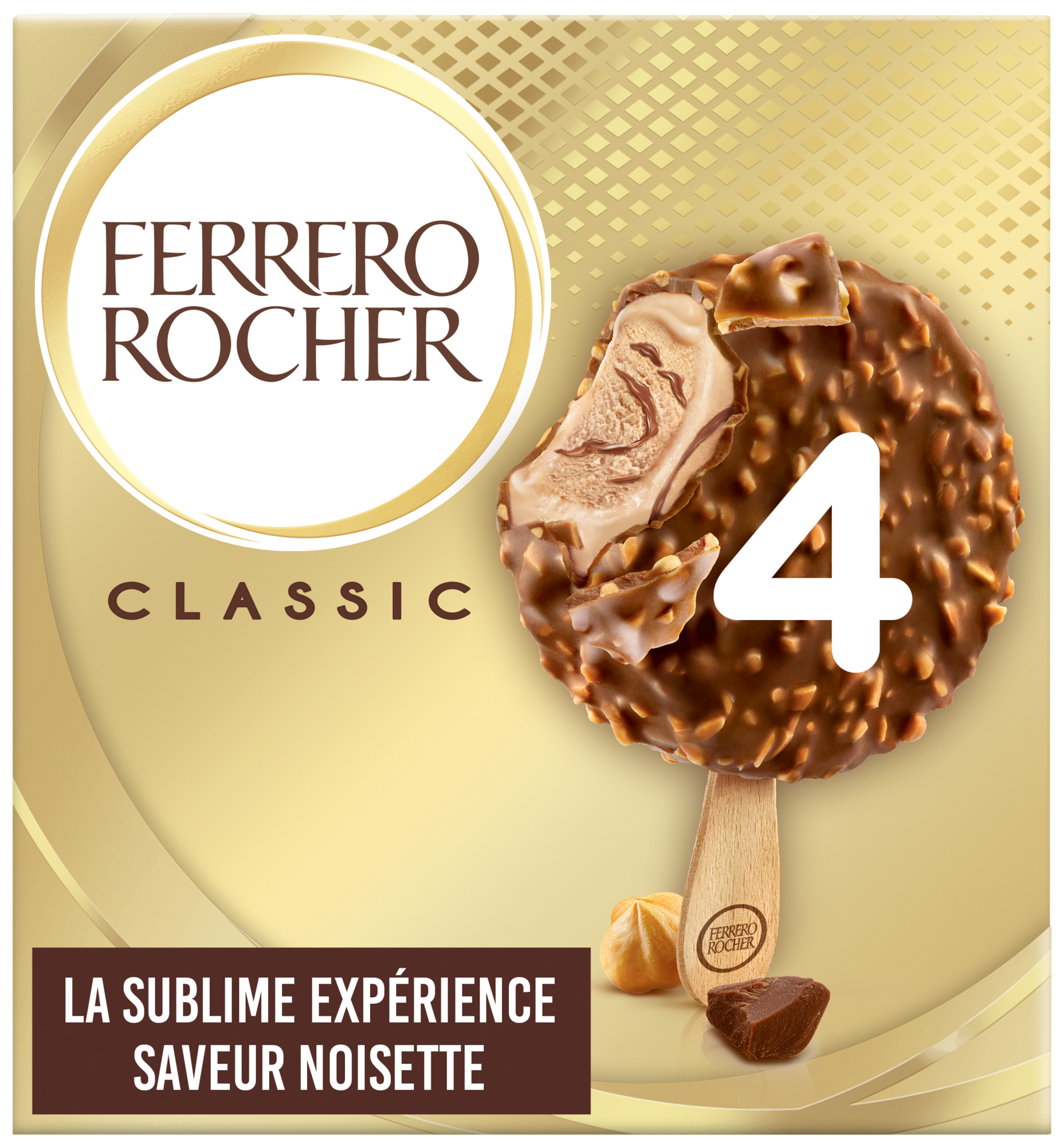 4 bâtonnets glacés chocolat au lait noisette