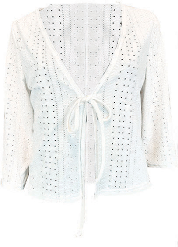GILET COURT 1 NOUETTE MAILLE ASPECT BRODERIE ANGLAISE