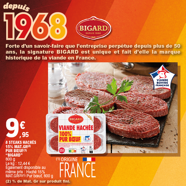 8 STEAKS HACHÉS 15% MAT.GR(2) PUR BŒUF