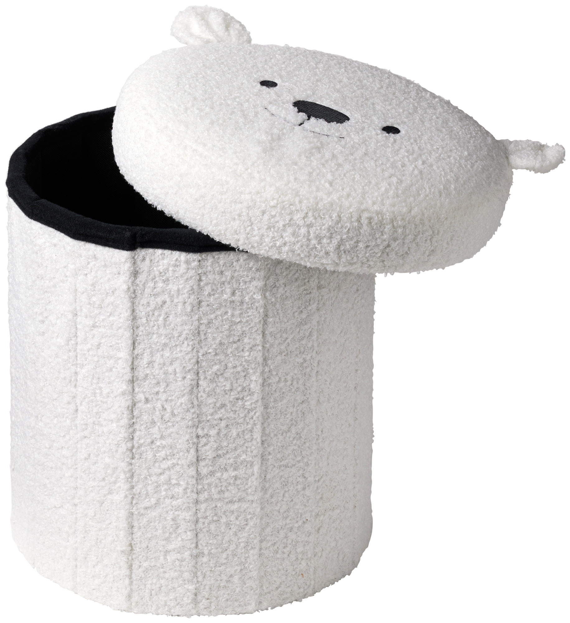 POUF PLIABLE ANIMAL BLANC ASPECT BOUCLETTE