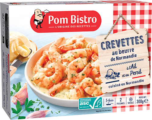 CREVETTES AU BEURRE DE NORMANDIE À L'AIL 
ET AU PERSIL 
SURGELÉES