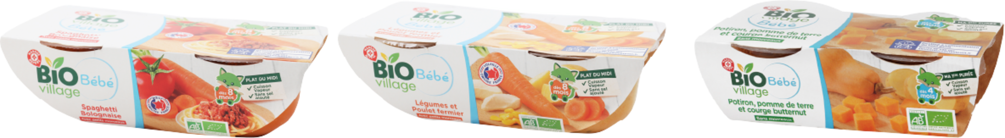 SUR LES PRODUITS PRÉSENTS EN MAGASIN DE LA GAMME "BOLS LÉGUMES ET BOLS COMPLETS BIO VILLAGE BÉBÉ"