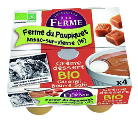 CRÈME DESSERT CARAMEL BEURRE SALÉ BIO(1) LA FERME DU PAUPIQUET