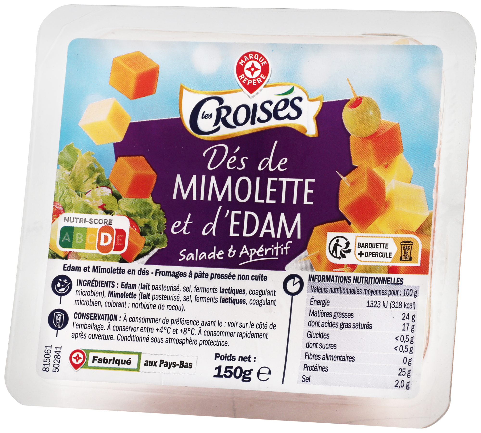 DÉS D'EDAM ET DE MIMOLETTE 24% MAT. GR.