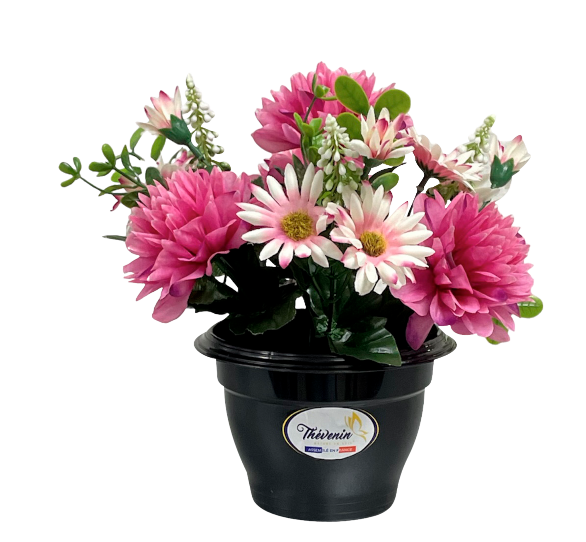 POT DE ZINNIAS ET FLEURETTES