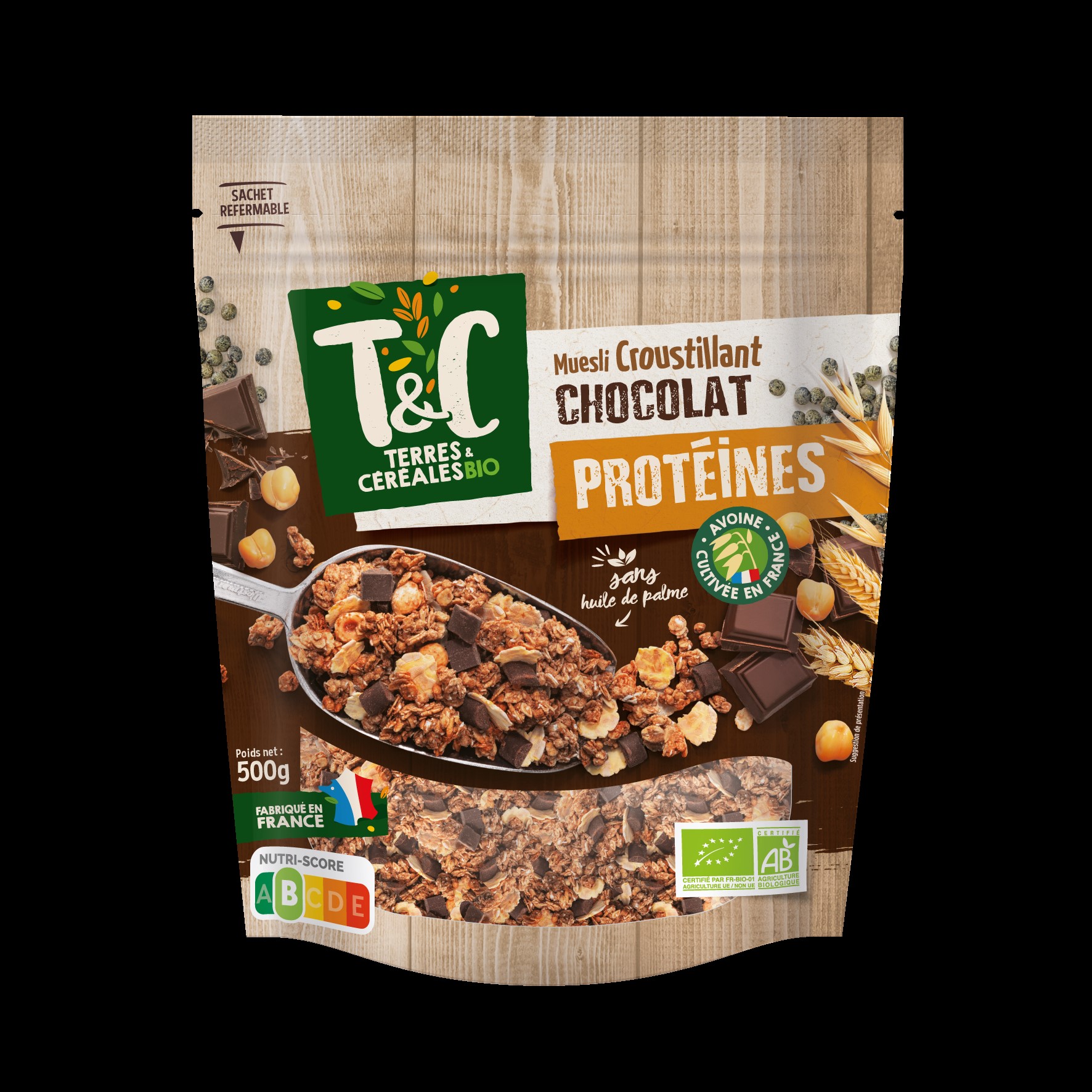 MUESLI CROUSTILLANT CHOCOLAT PROTEINES BIO