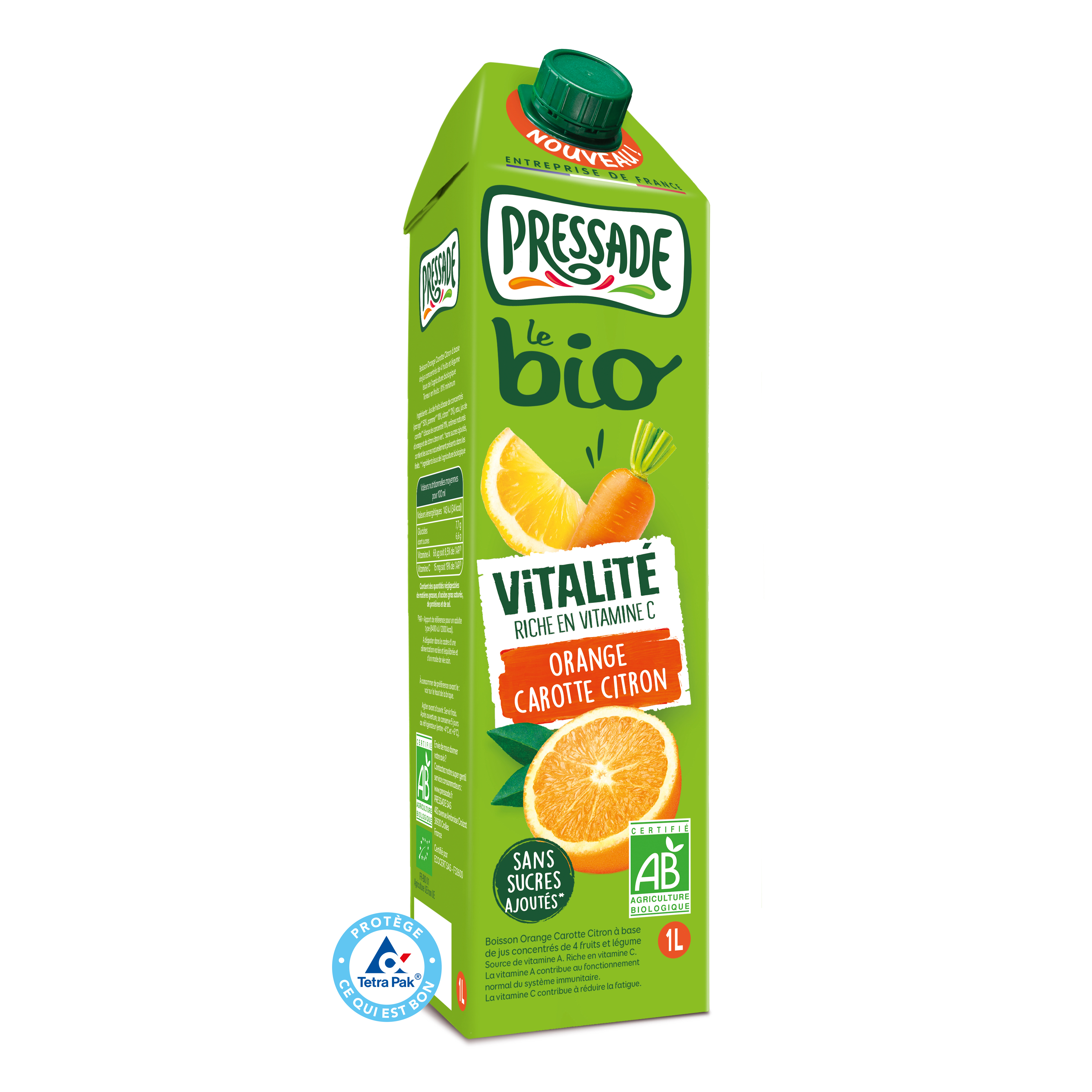 JUS VITALITÉ ORANGE CAROTTE CITRON BIO