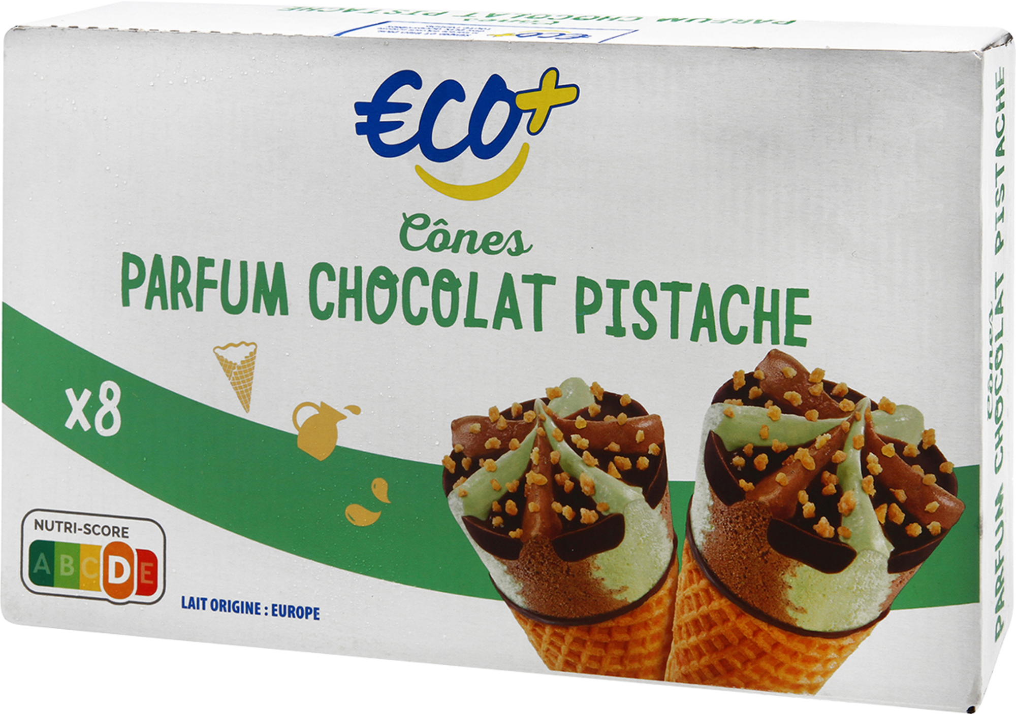 8 CÔNES CHOCOLAT/PISTACHE