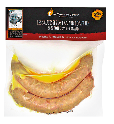 LES SAUCISSES DE CANARD CONFITES À POÊLER