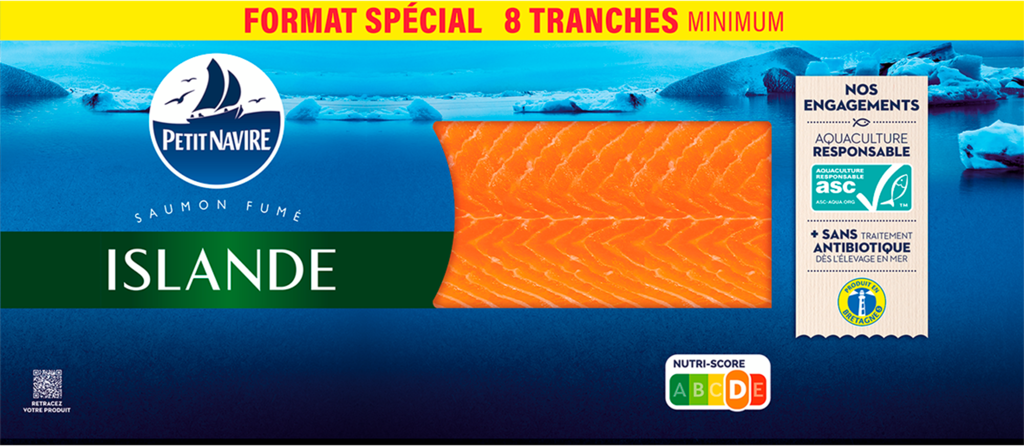 Saumon fumé d'Islande ASC -25% de sel - Format spécial