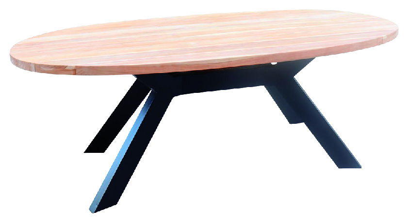 TABLE OVALE EN TECK Ø 2 m