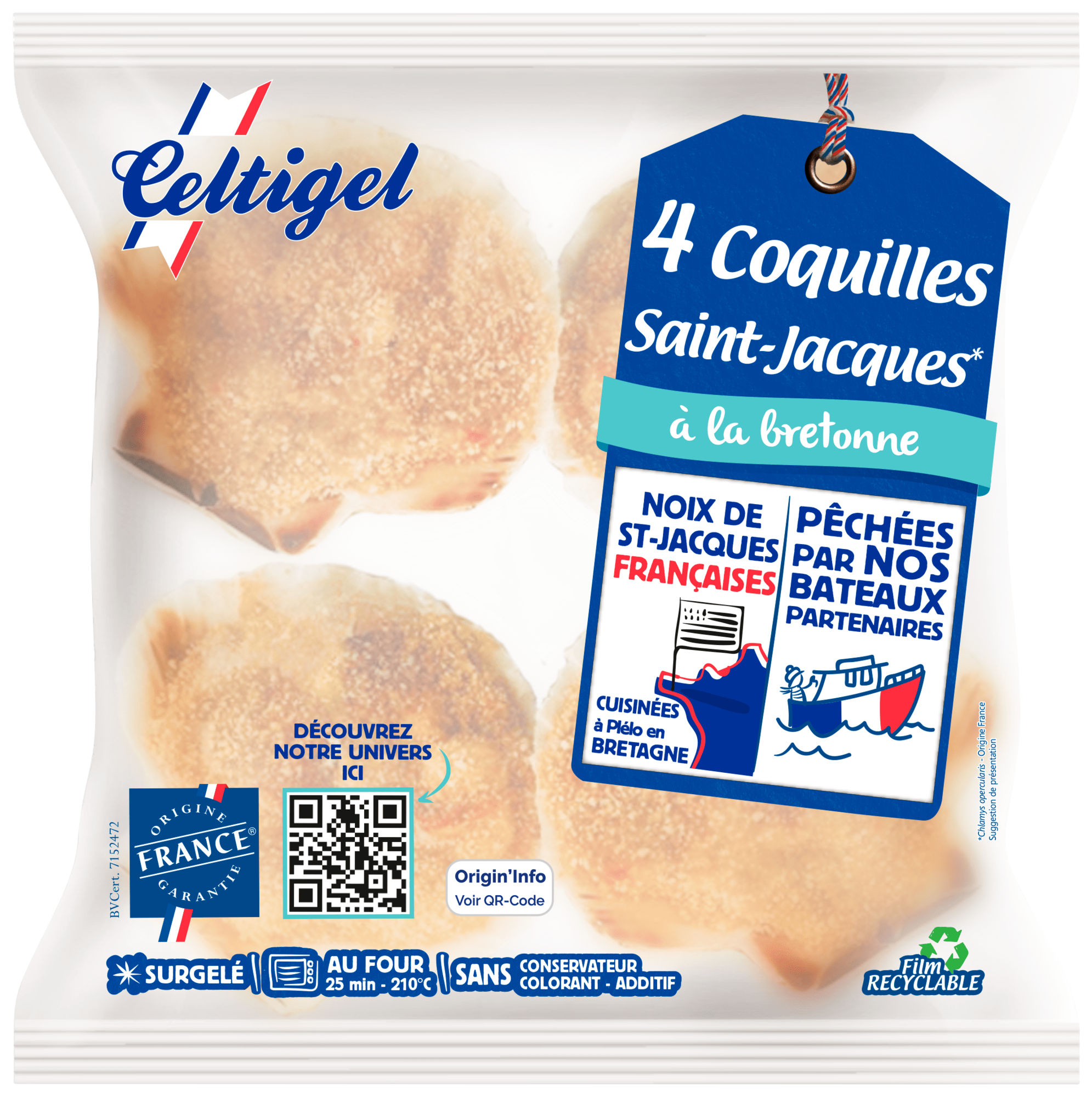 4 coquilles Saint-Jacques* à la bretonne surgelées