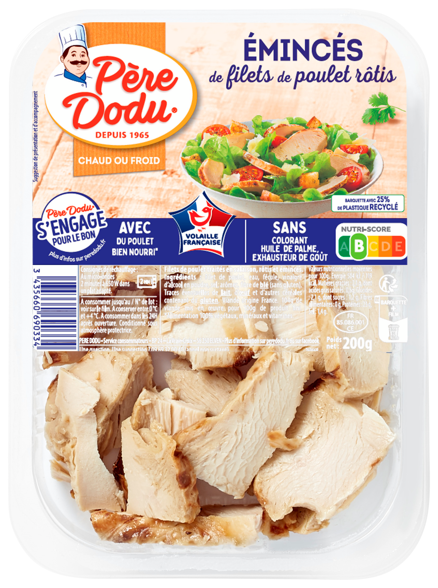 émincés de filets de poulet rôtis