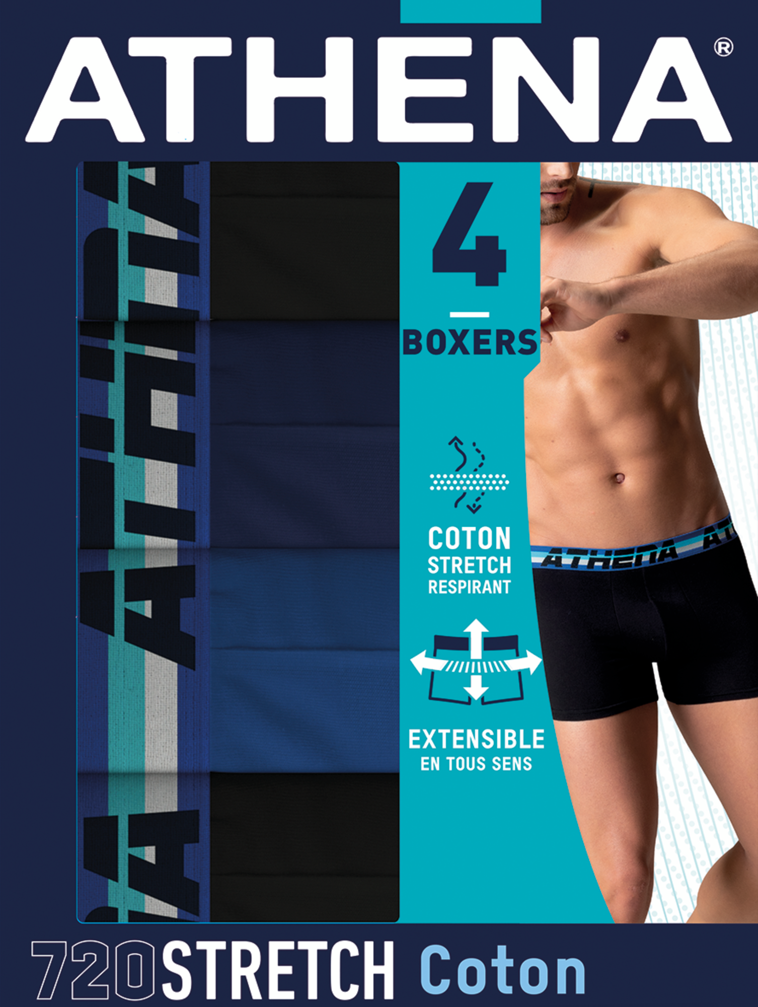 LOT DE 4 BOXERS HOMME