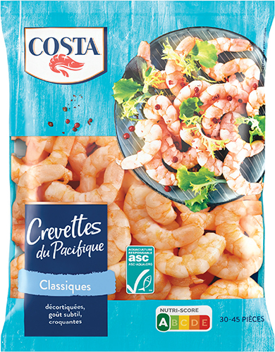 CREVETTES DU 
PACIFIQUE CLASSIQUES
OU CrevetteS 
cocktail 
décortiquées 
SURGELÉES