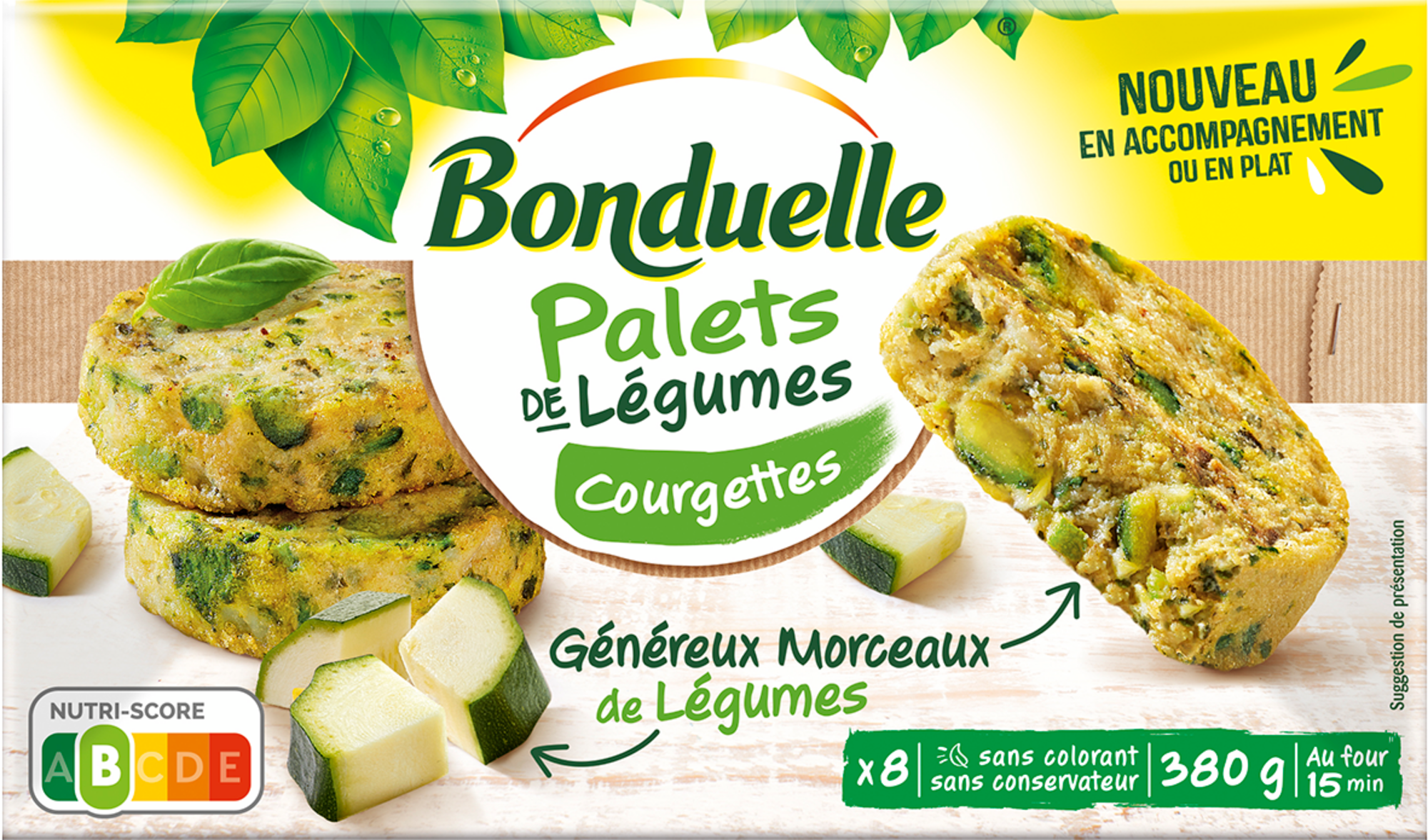 Palets de courgette surgelés