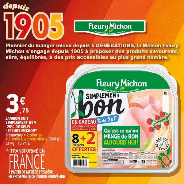 JAMBON CUIT SIMPLEMENT BON -25% DE SEL