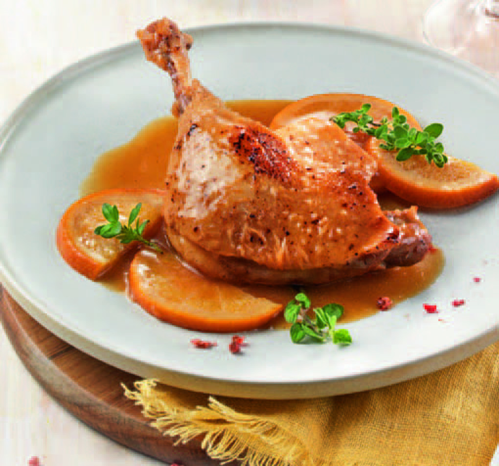 CUISSE DE CANARD ET SES TRANCHES D’ORANGE EN SAUCE