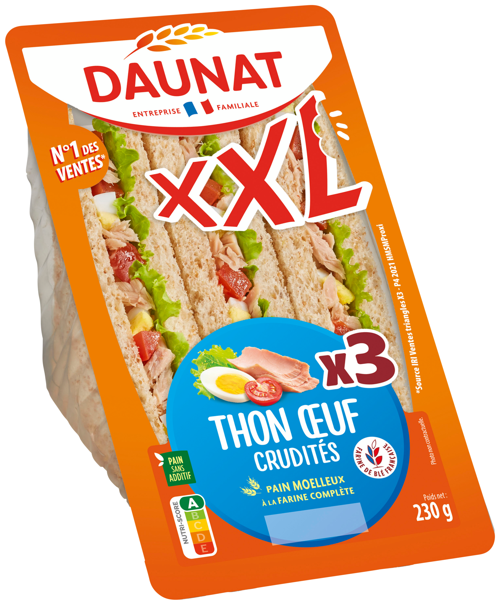 Sandwich XXL thon œuf crudités