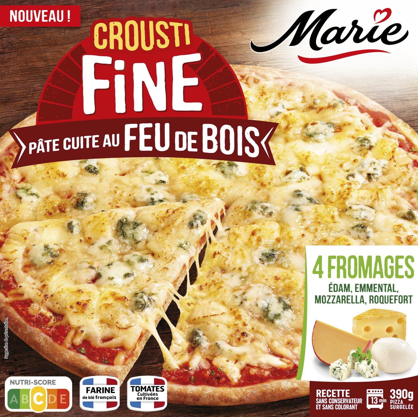 PIZZA CROUSTI FINE 4 FROMAGES SURGELÉE