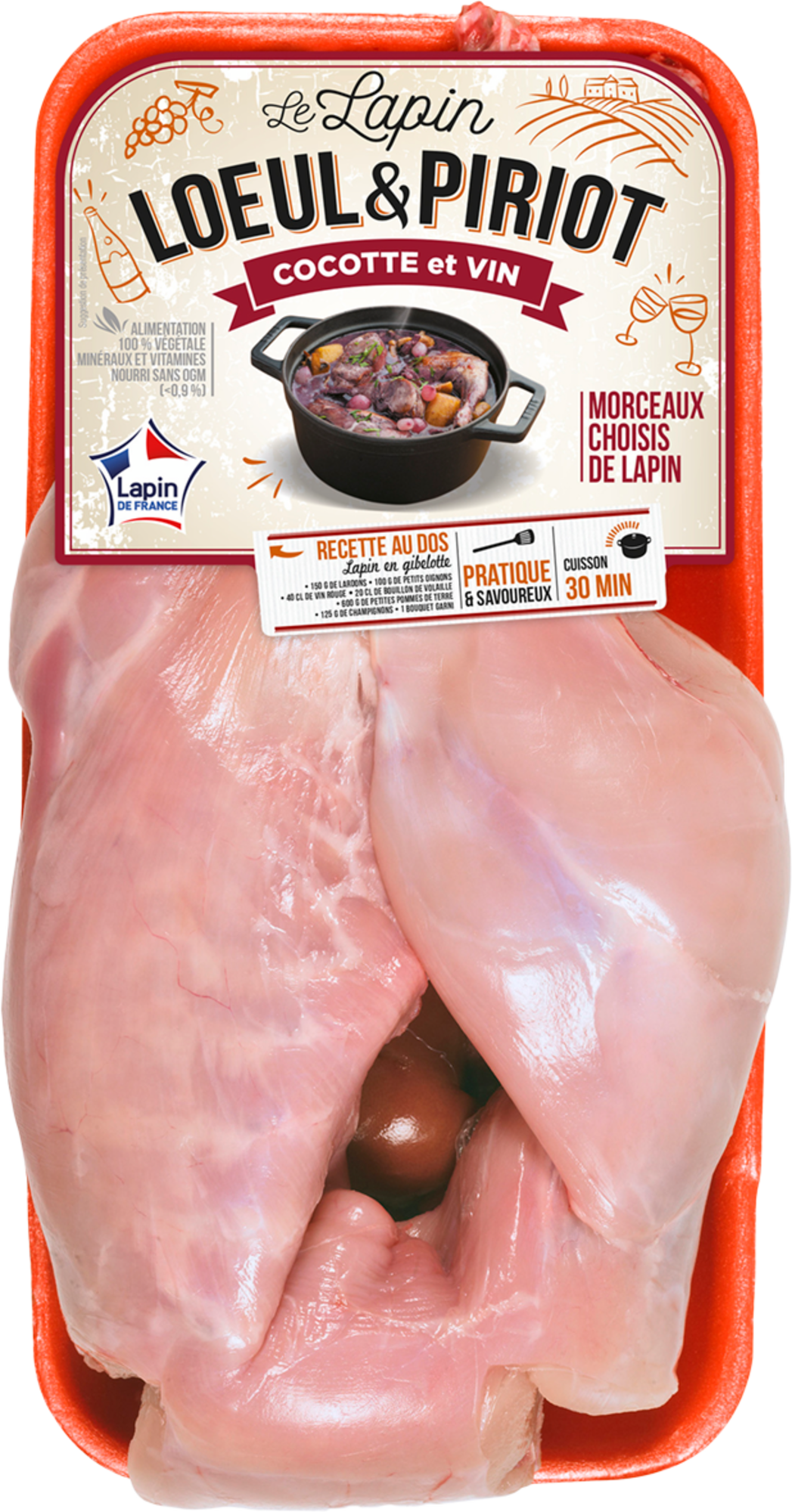 Lapin entier pré découpé Cocotte et vin