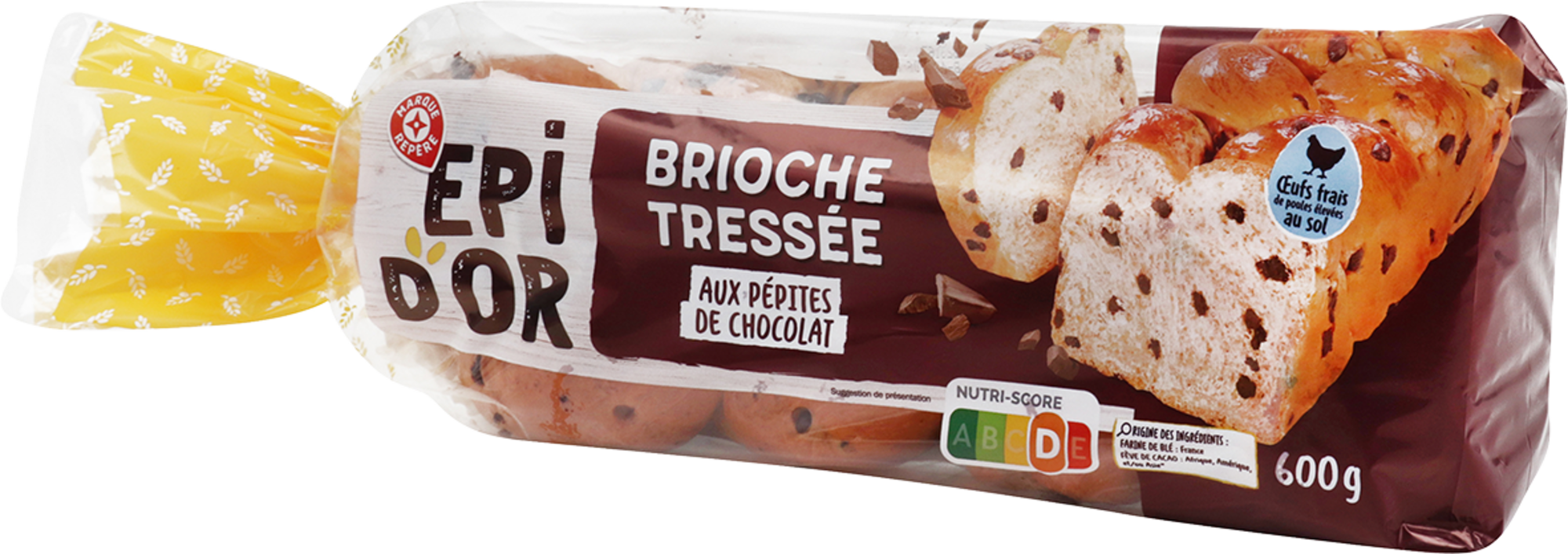 BRIOCHE TRESSÉE PÉPITES DE CHOCOLAT 600G