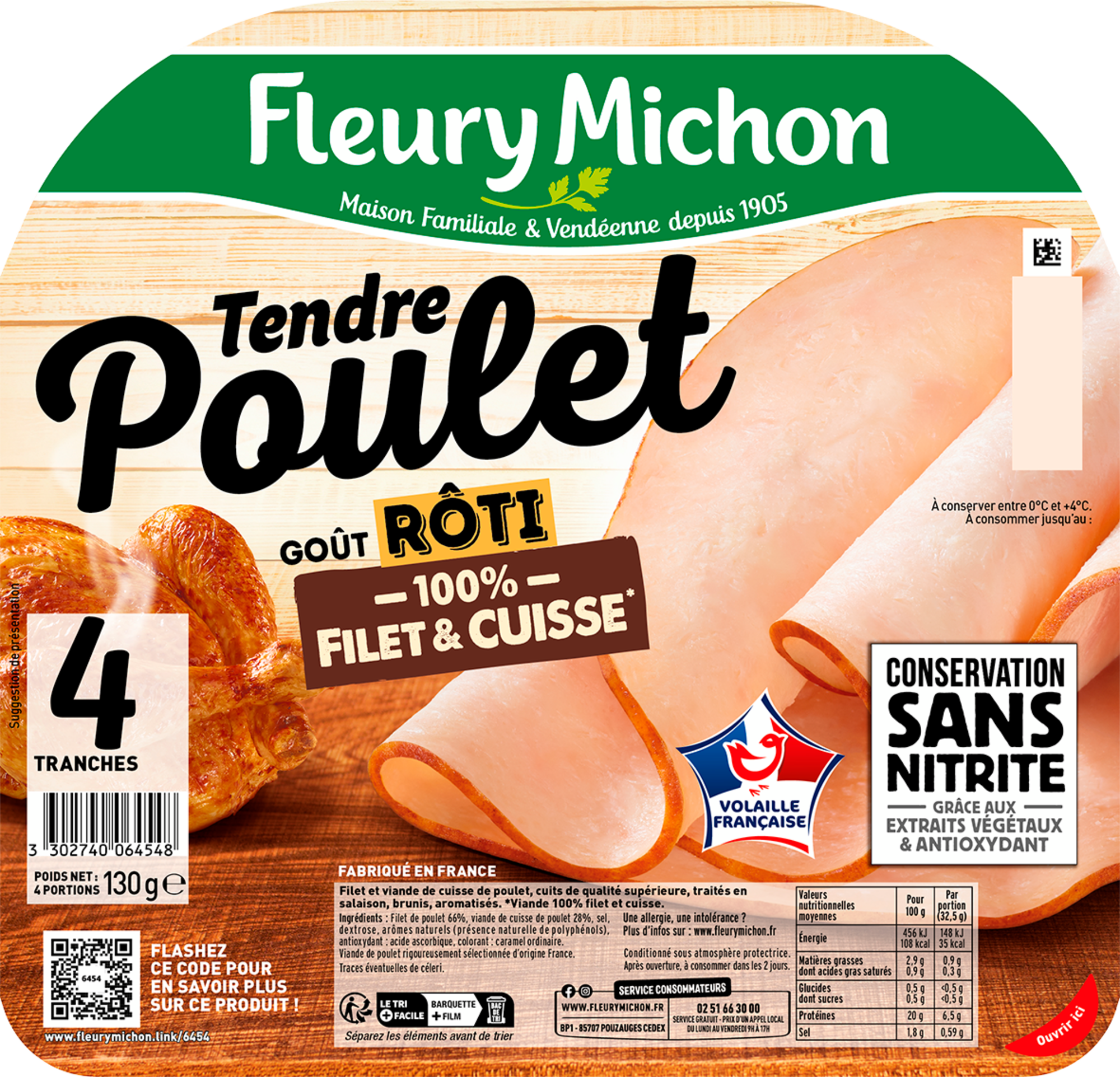 Tendre Poulet Goût Rôti Conservation Sans Nitrite