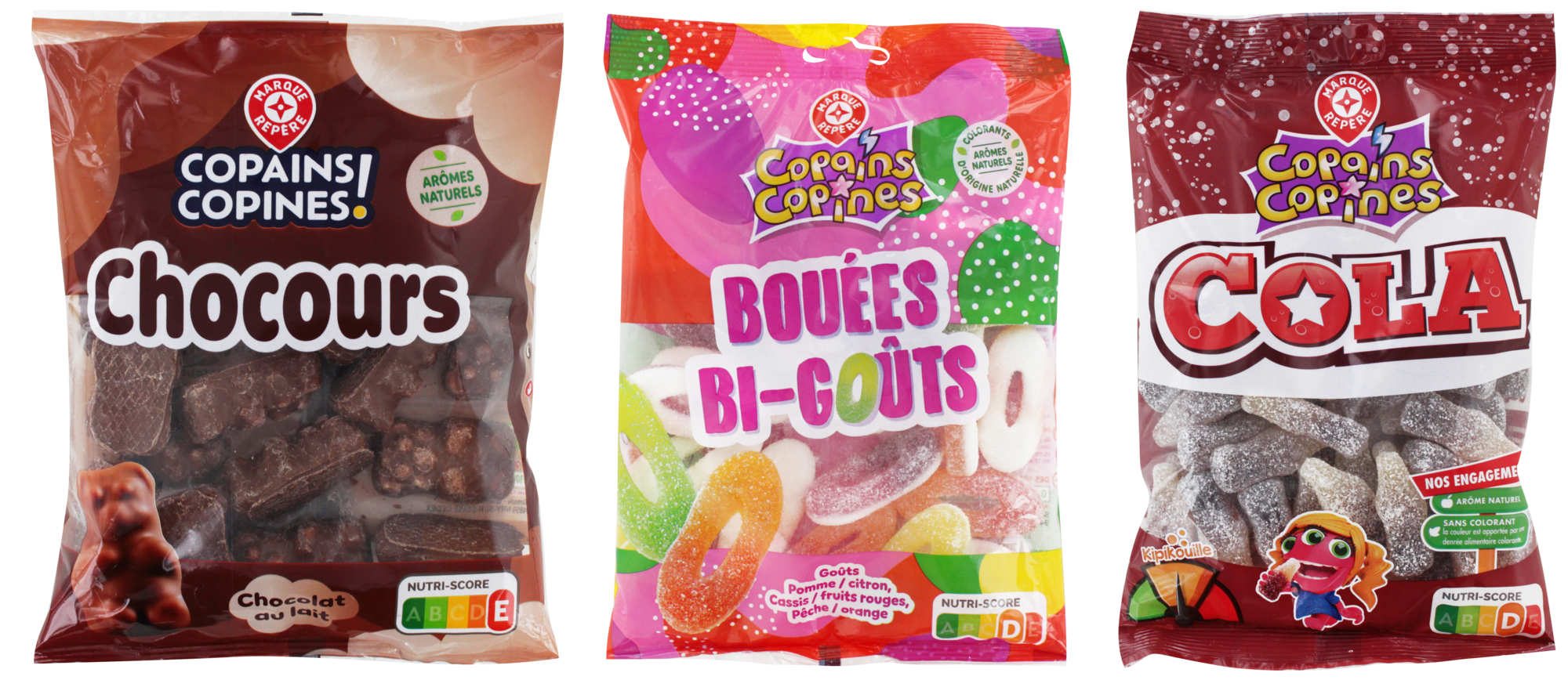 Sur les produits présents en magasin de la gamme confiserie "Copains copines".