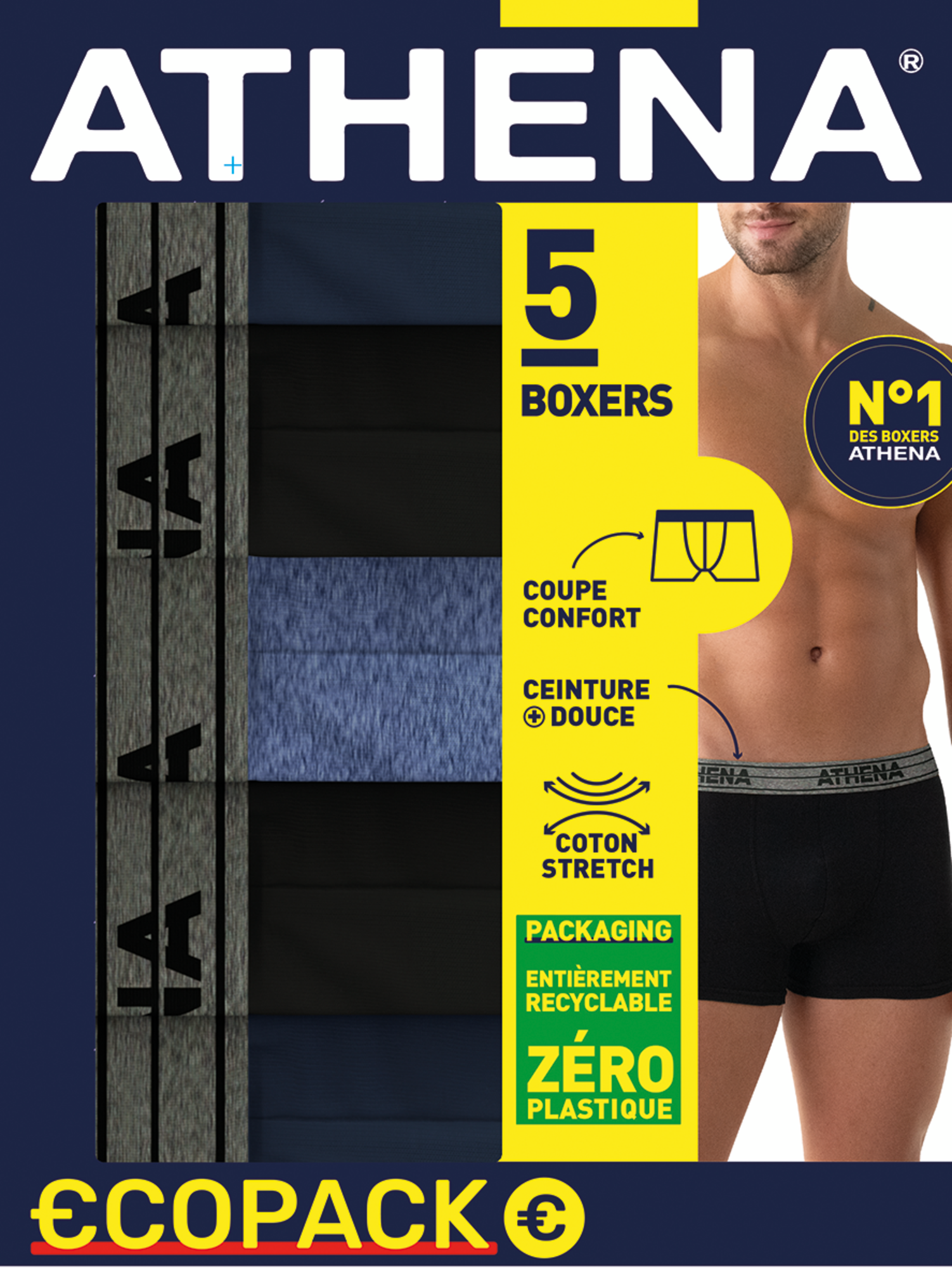LOT DE 5 BOXERS HOMME