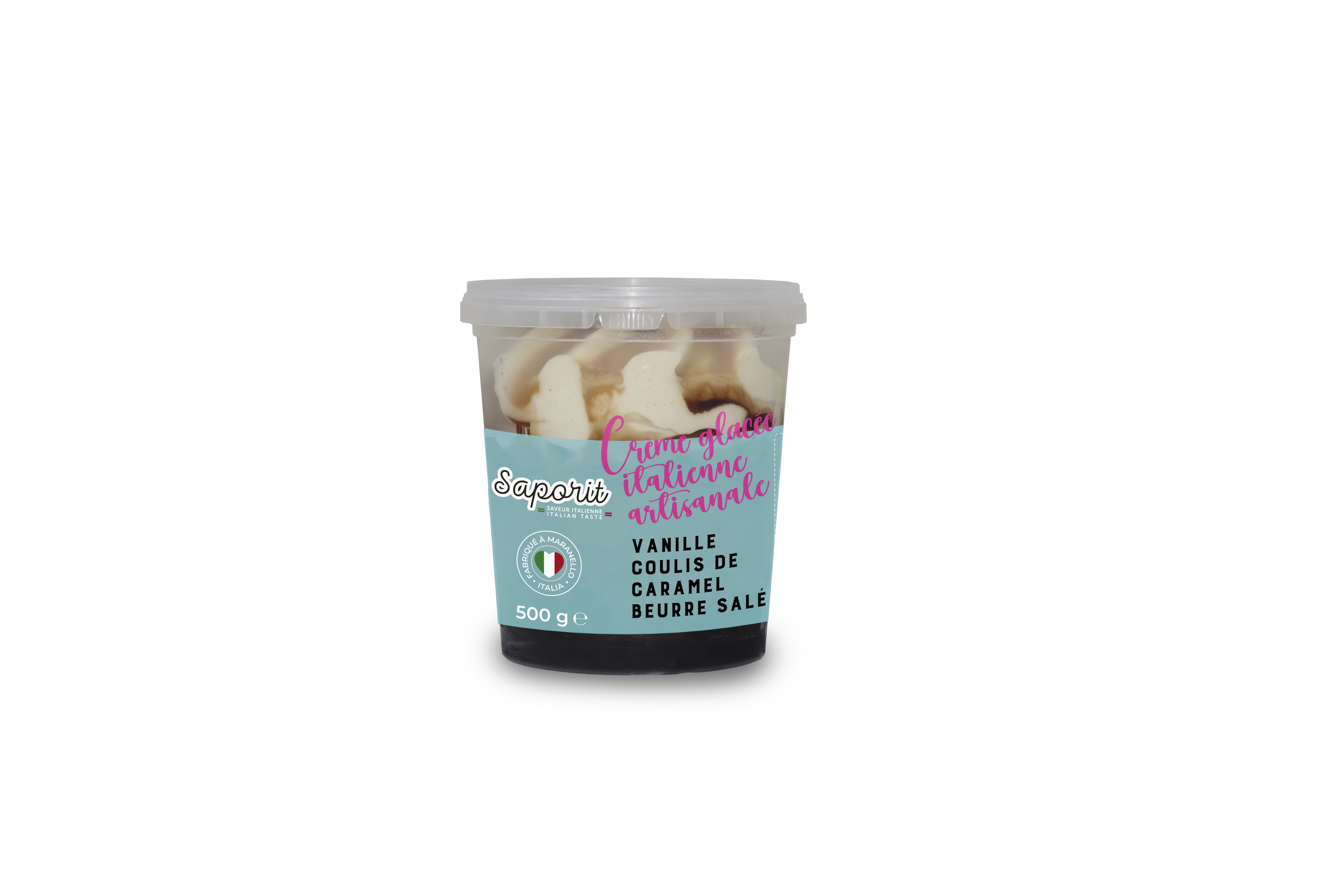 CREME GLACEE ITALIENNE ARTISANALE VANILE COULIS DE CARAMEL BEURRE SALE