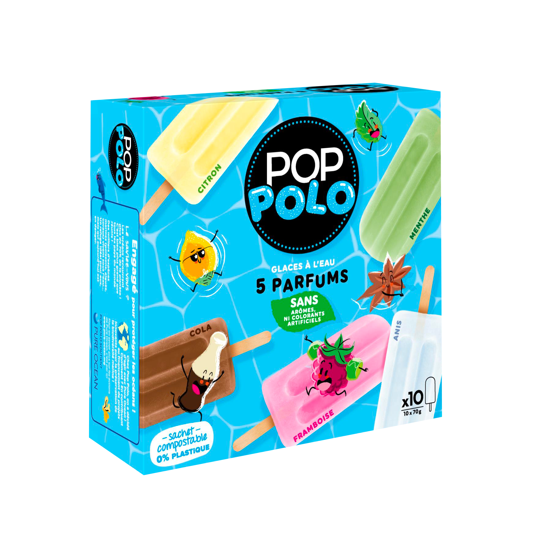 10 BATONNETS GLACES A L'EAU 5 PARFUMS