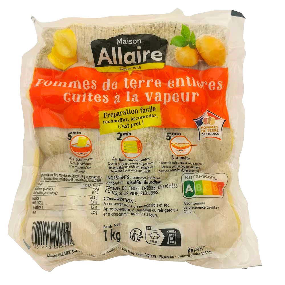 POMMES DE TERRE ENTIÈRES CUITES À LA VAPEUR