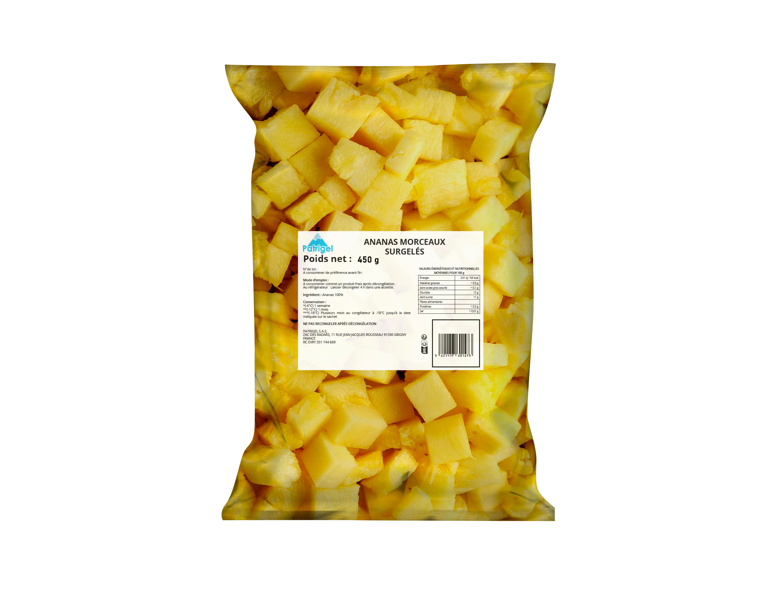 ANANAS MORCEAUX OU MANGUE CUBES SURGELES